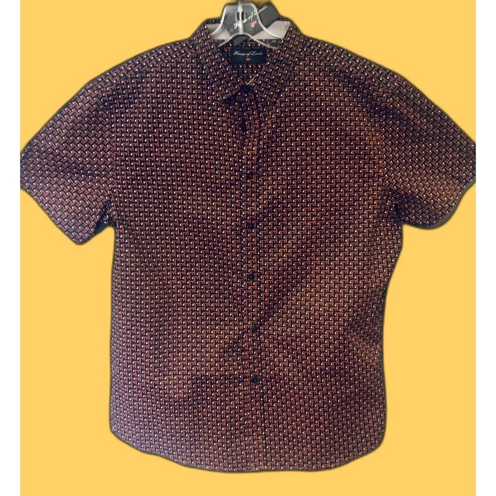 House of Lords Men's  Button Up Short Sleeve Shirt Size 2XL NewWT